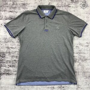 Mercedes-Benz Polo Shirt Gray Blue Trim Embroidered Logo Men's XL